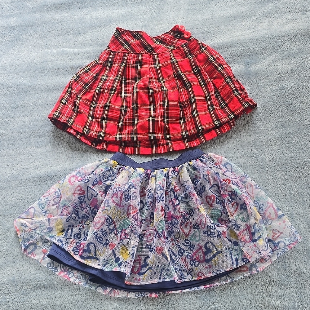 Red Plaid and Heart Print Skirts